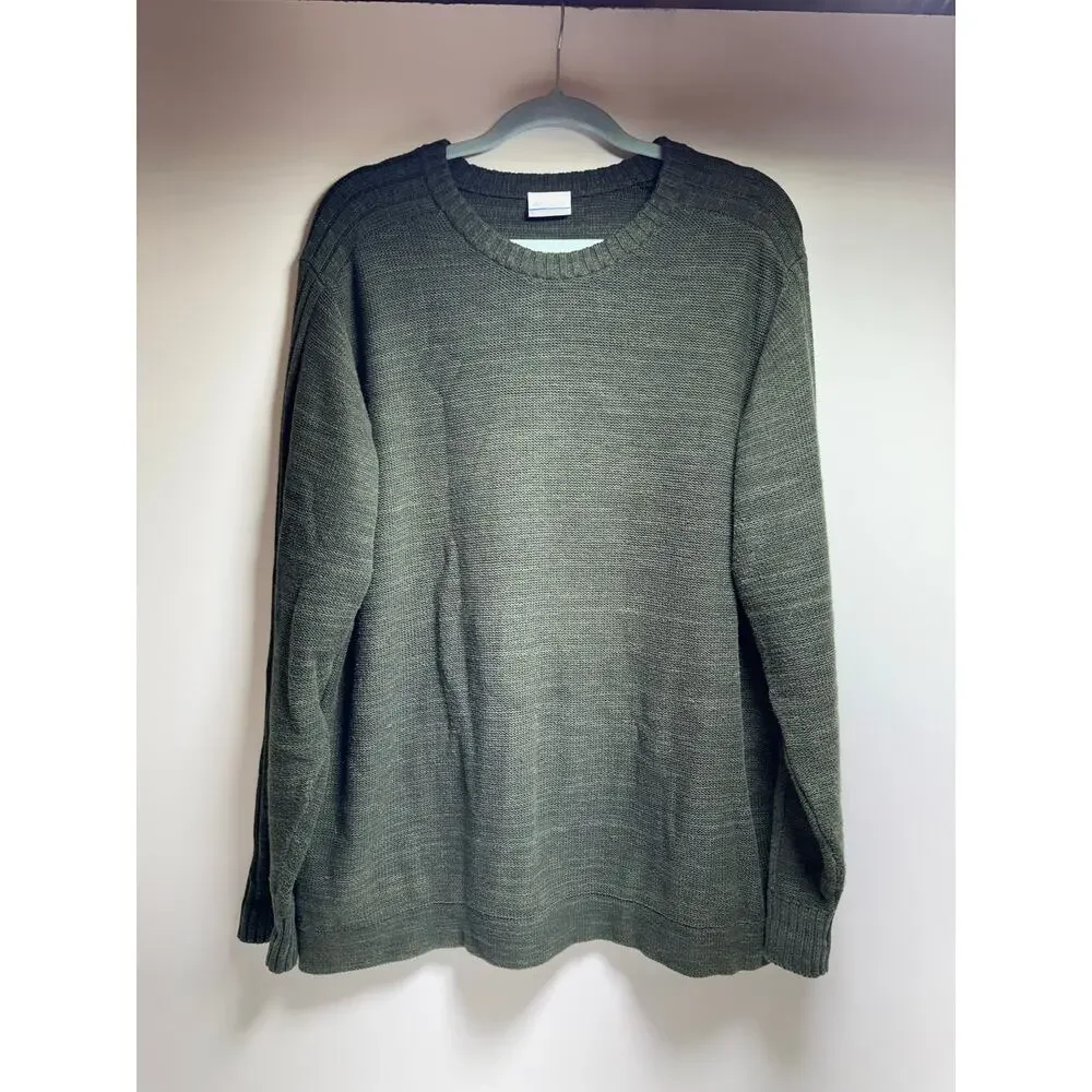 Columbia Fishermen Cable Knit Crewneck Sweater Men’s XL Green Outdoors